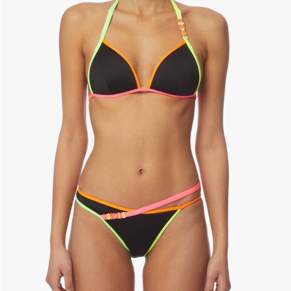 Moschino Black Bikini with Neon Accents